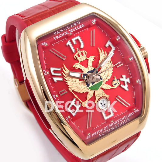 Franck Muller Vanguard Racing Montenegro Rose Gold Red ABF A2824 replica - dial angle left