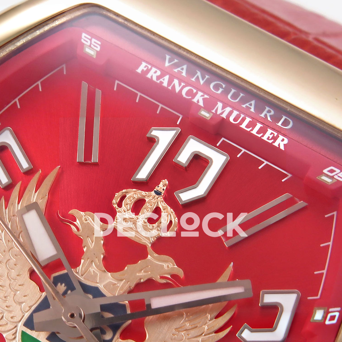 Franck Muller Vanguard Racing Montenegro Rose Gold Red ABF A2824 replica - upper dial closeup