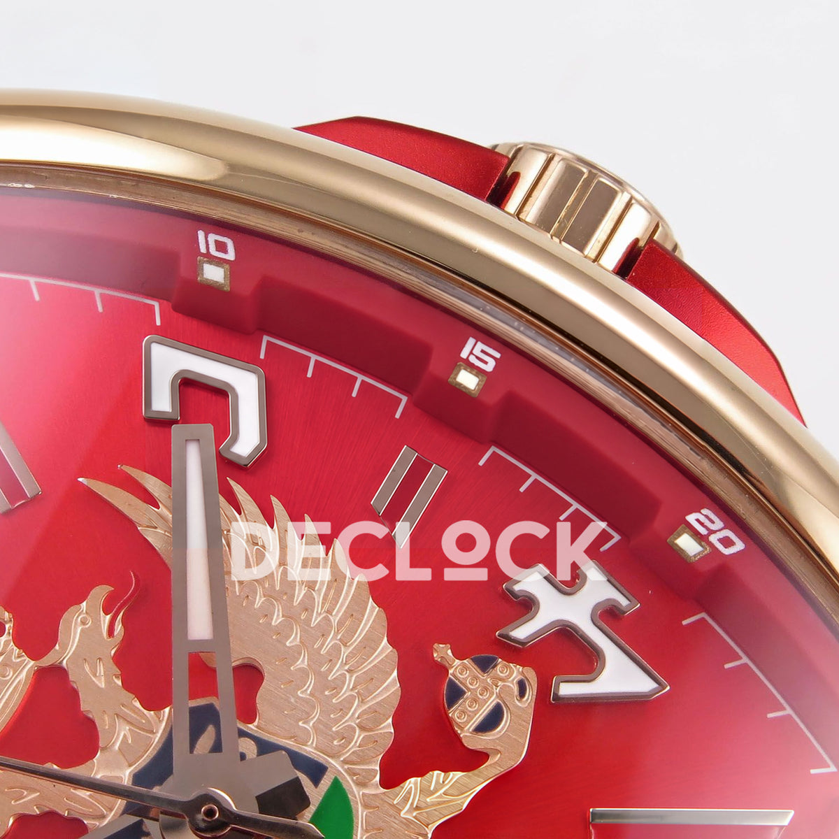 Franck Muller Vanguard Racing Montenegro Rose Gold Red ABF A2824 replica - crown dial detail