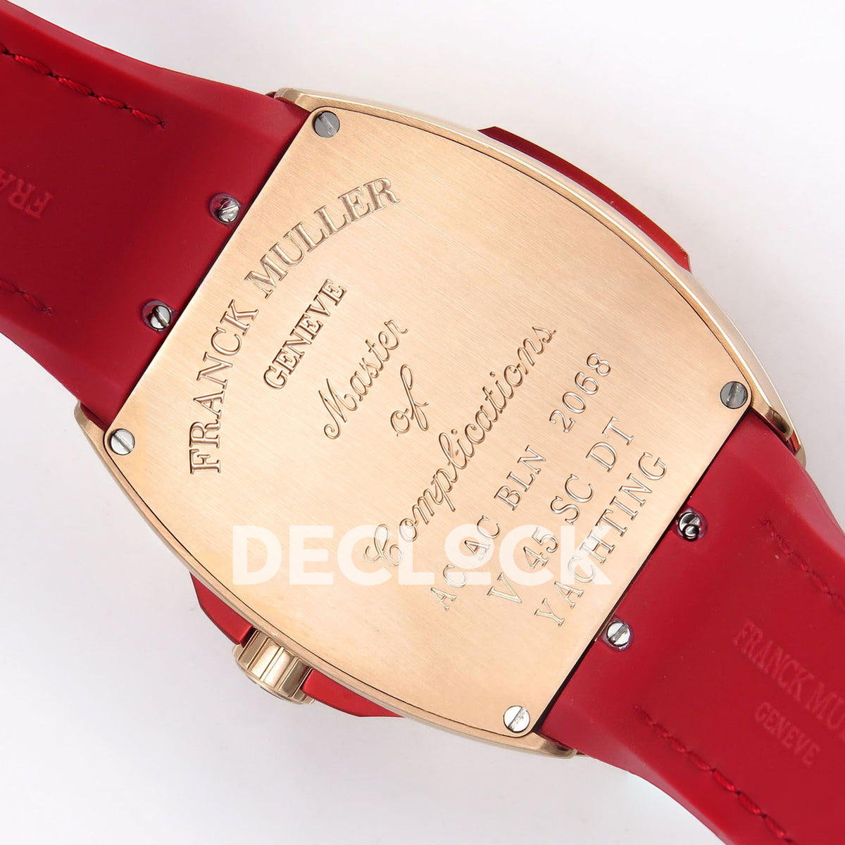 Franck Muller Vanguard Racing Montenegro Rose Gold Red ABF A2824 replica - engraved caseback angle