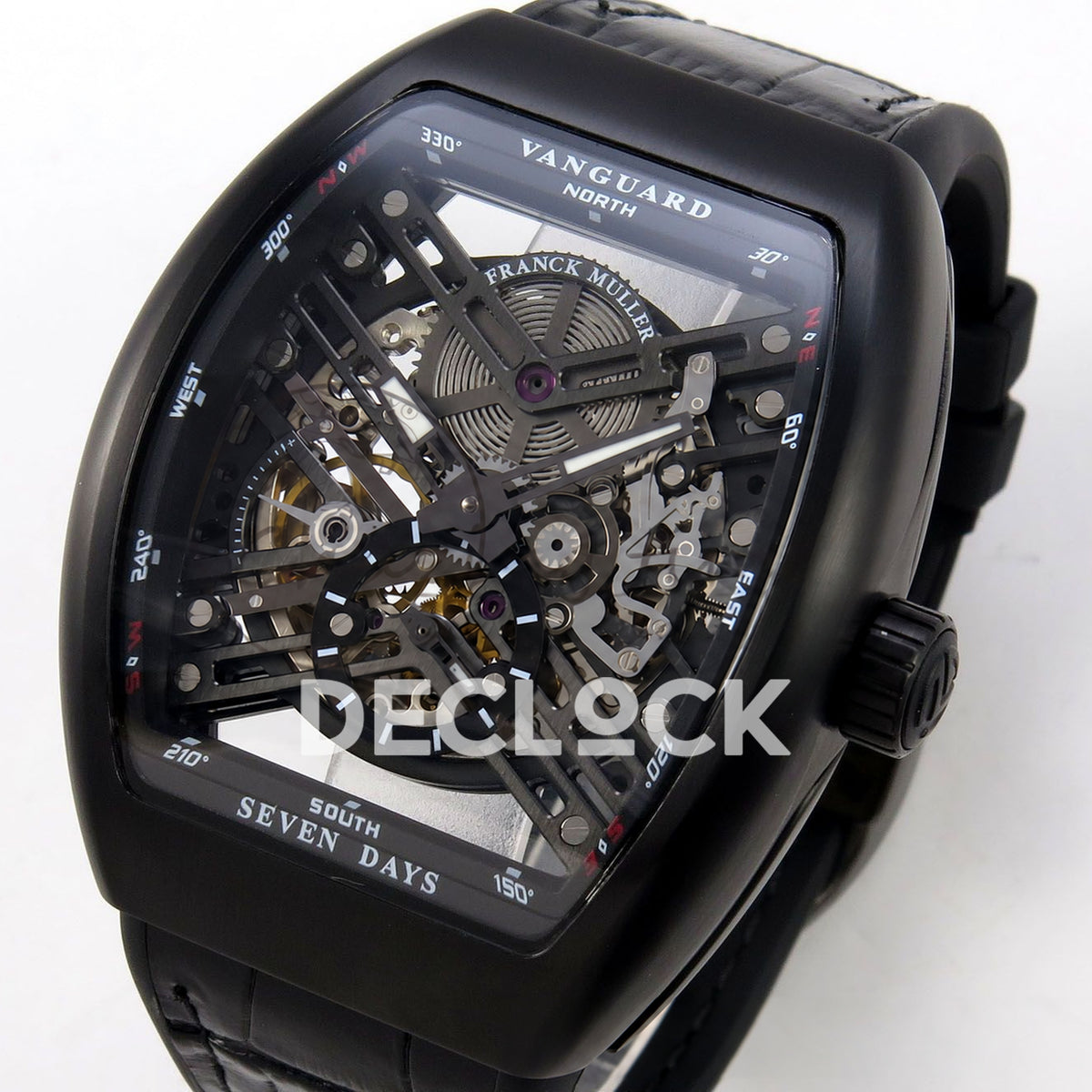 Franck Muller Vanguard Skeleton V45 DLC ABF replica - dial angle