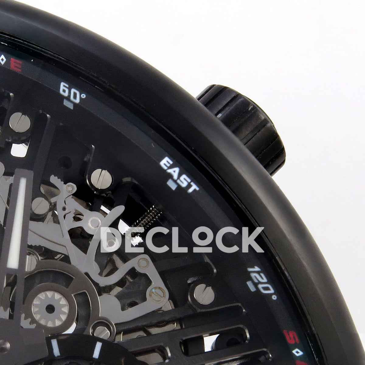 Franck Muller Vanguard Skeleton V45 DLC ABF replica - upper dial macro