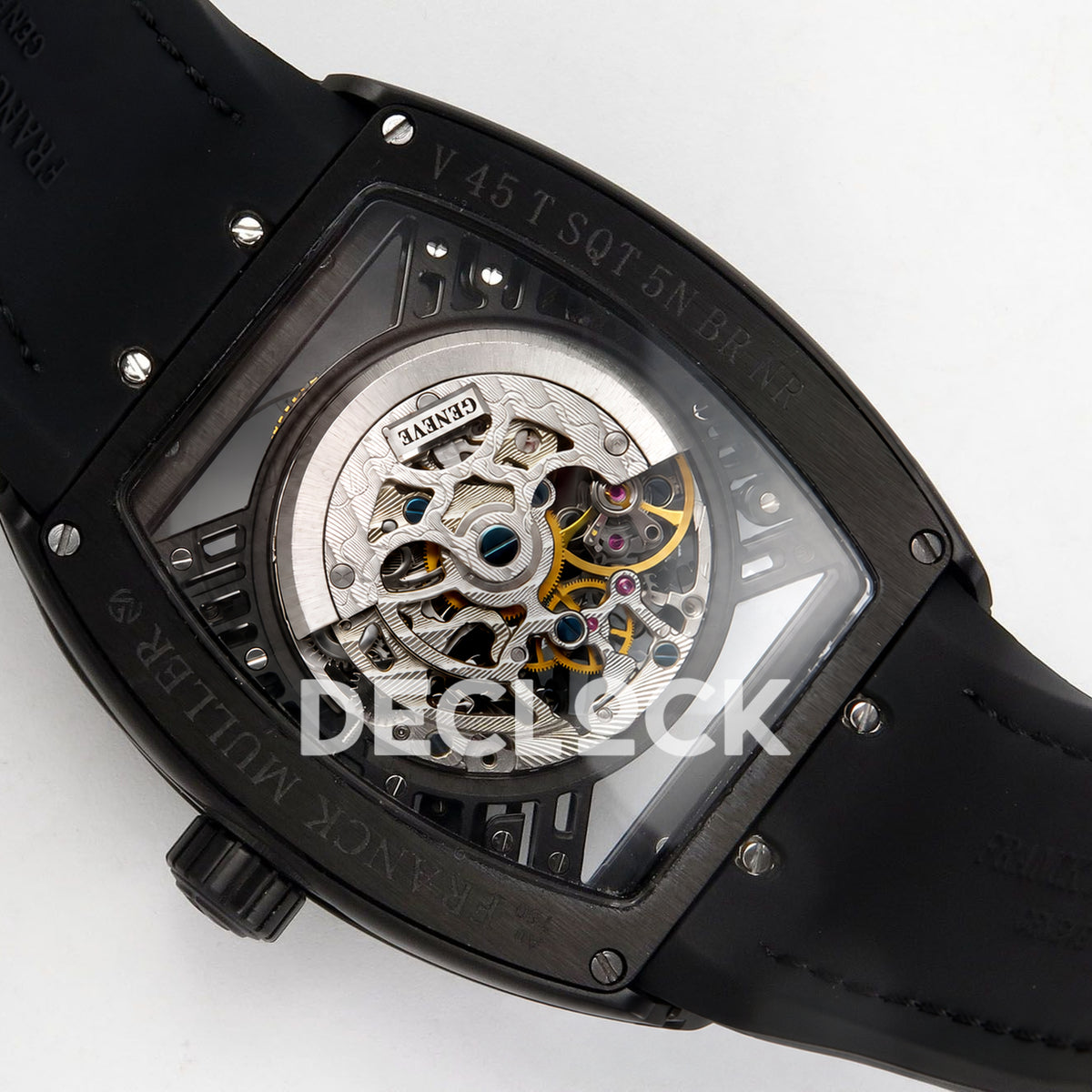 Franck Muller Vanguard Skeleton V45 DLC ABF replica - movement back angle