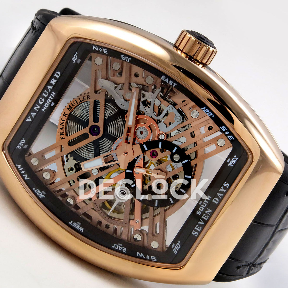 Franck Muller Vanguard Skeleton V45 Rose Gold ABF replica - three quarter left