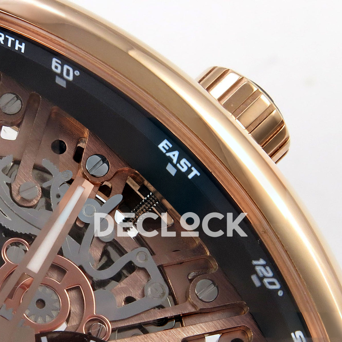 Franck Muller Vanguard Skeleton V45 Rose Gold ABF replica - upper dial macro