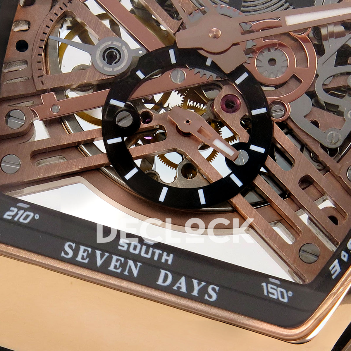 Franck Muller Vanguard Skeleton V45 Rose Gold ABF replica - lower dial macro