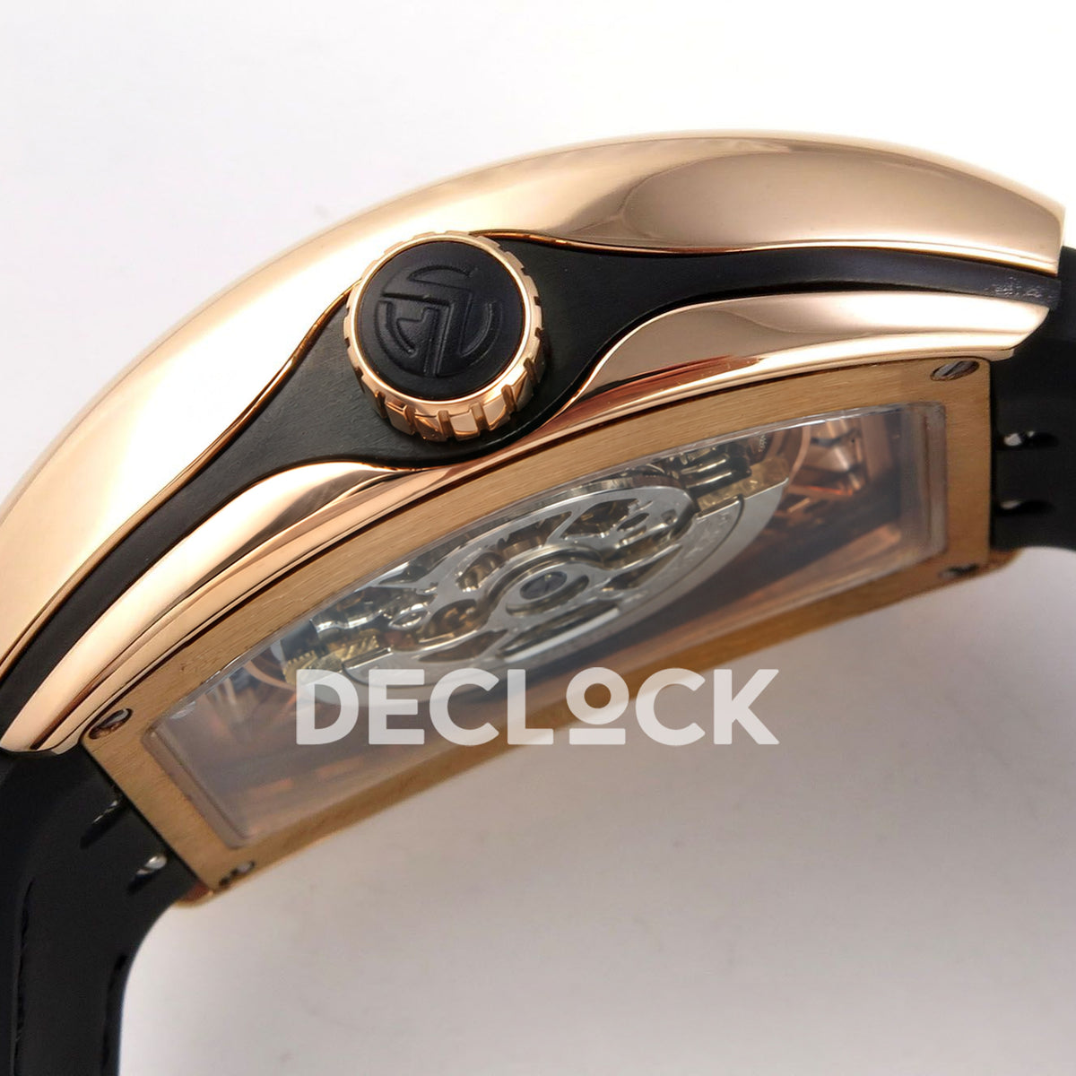 Franck Muller Vanguard Skeleton V45 Rose Gold ABF replica - crown side