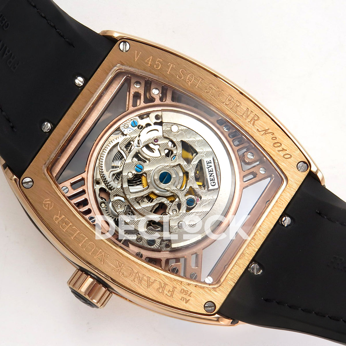 Franck Muller Vanguard Skeleton V45 Rose Gold ABF replica - movement back angle