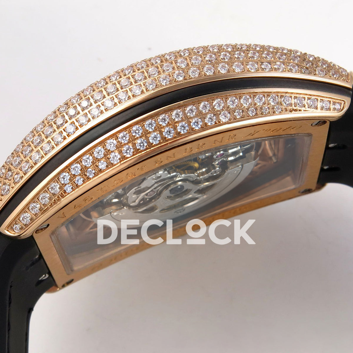 Franck Muller Vanguard Skeleton V45 Rose Gold Gems ABF replica - case side