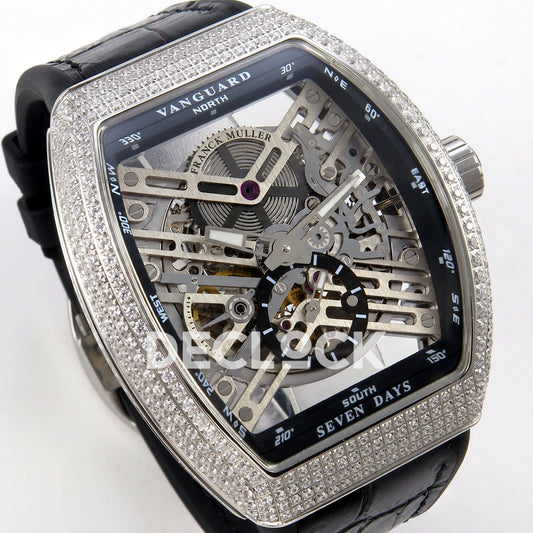 Franck Muller Vanguard Skeleton V45 Steel Gems ABF replica - three quarter right