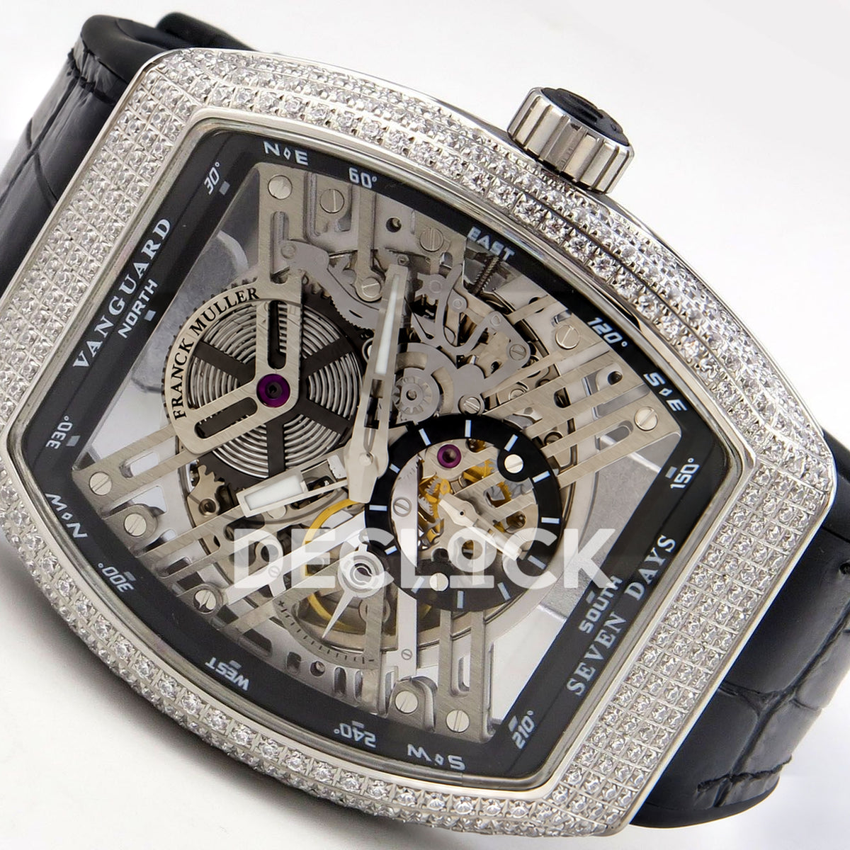 Franck Muller Vanguard Skeleton V45 Steel Gems ABF replica - three quarter left