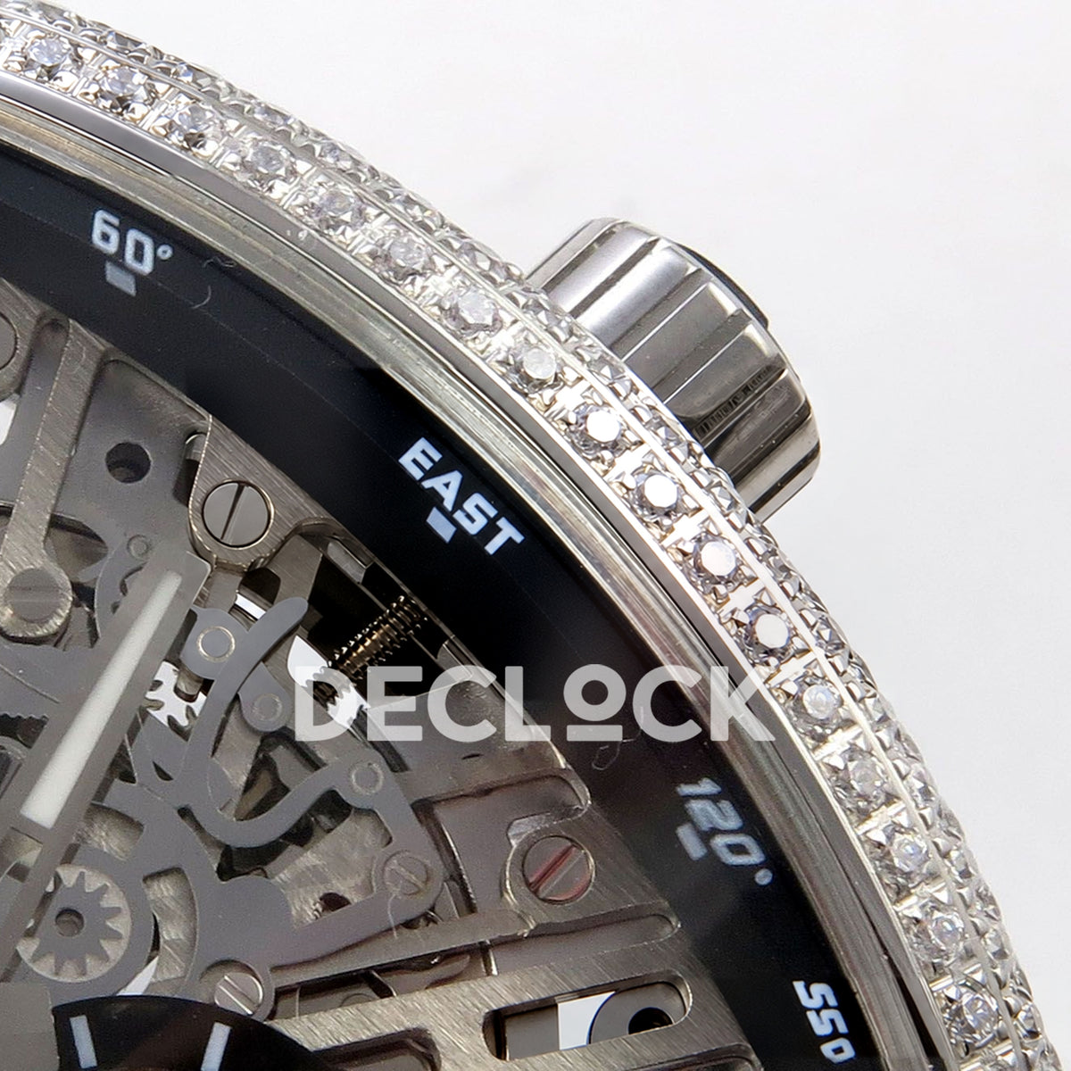 Franck Muller Vanguard Skeleton V45 Steel Gems ABF replica - upper dial macro