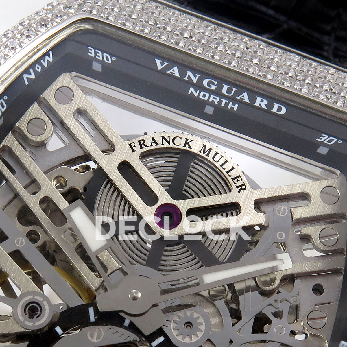 Franck Muller Vanguard Skeleton V45 Steel Gems ABF replica - skeleton dial macro