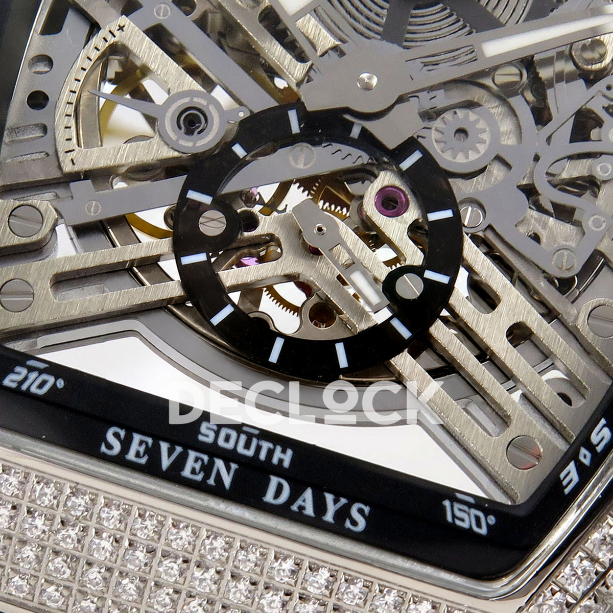Franck Muller Vanguard Skeleton V45 Steel Gems ABF replica - lower dial macro