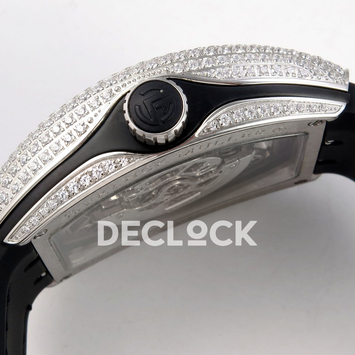 Franck Muller Vanguard Skeleton V45 Steel Gems ABF replica - crown side