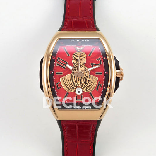 Franck Muller Vanguard Skenderbeu Limited Edition Rose Gold Red ABF A2824 replica - front