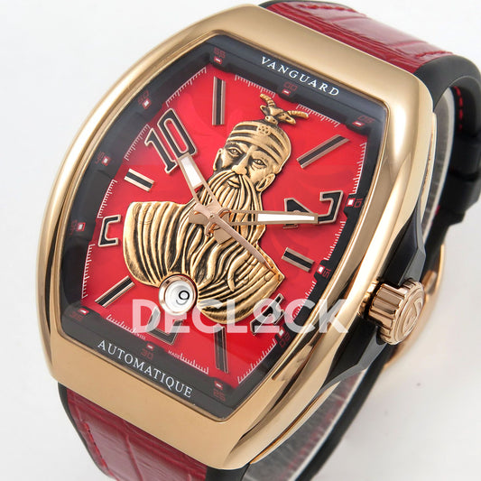 Franck Muller Vanguard Skenderbeu Limited Edition Rose Gold Red ABF A2824 replica - three quarter
