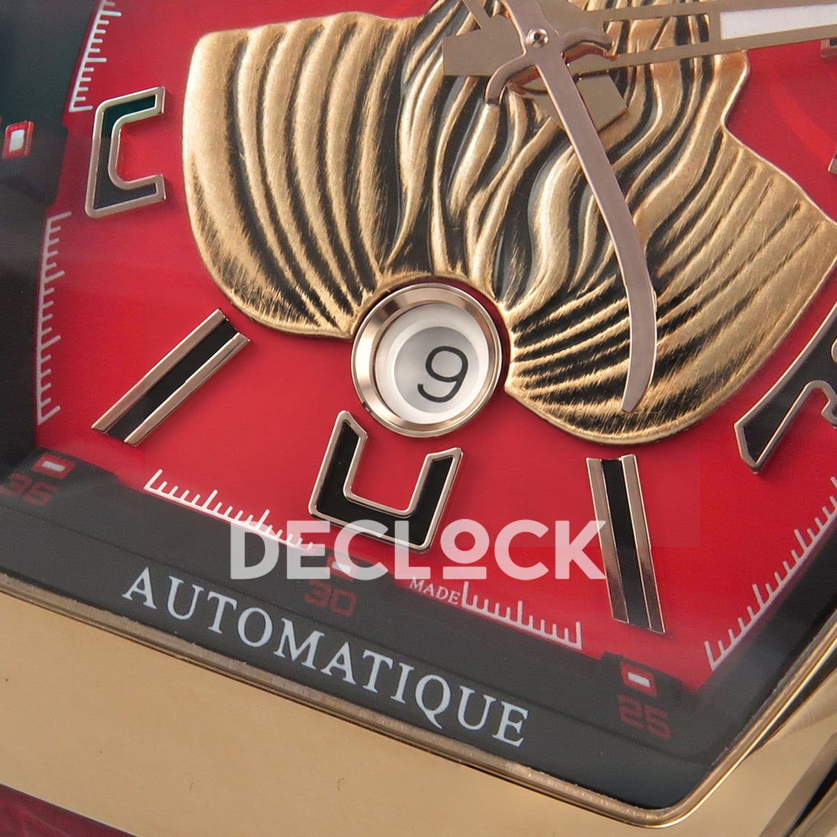Franck Muller Vanguard Skenderbeu Limited Edition Rose Gold Red ABF A2824 replica - date closeup