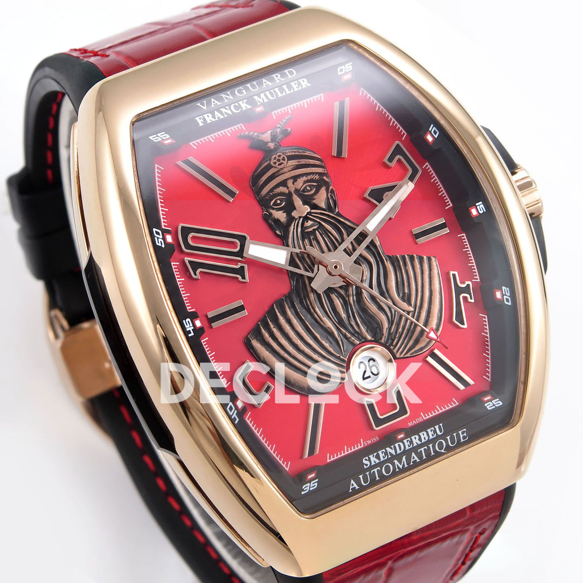 Franck Muller Vanguard Skenderbeu Rose Gold Red ABF A2824 replica - dial angle left