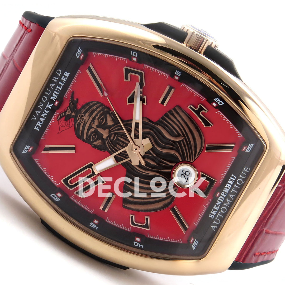 Franck Muller Vanguard Skenderbeu Rose Gold Red ABF A2824 replica - dial angle right