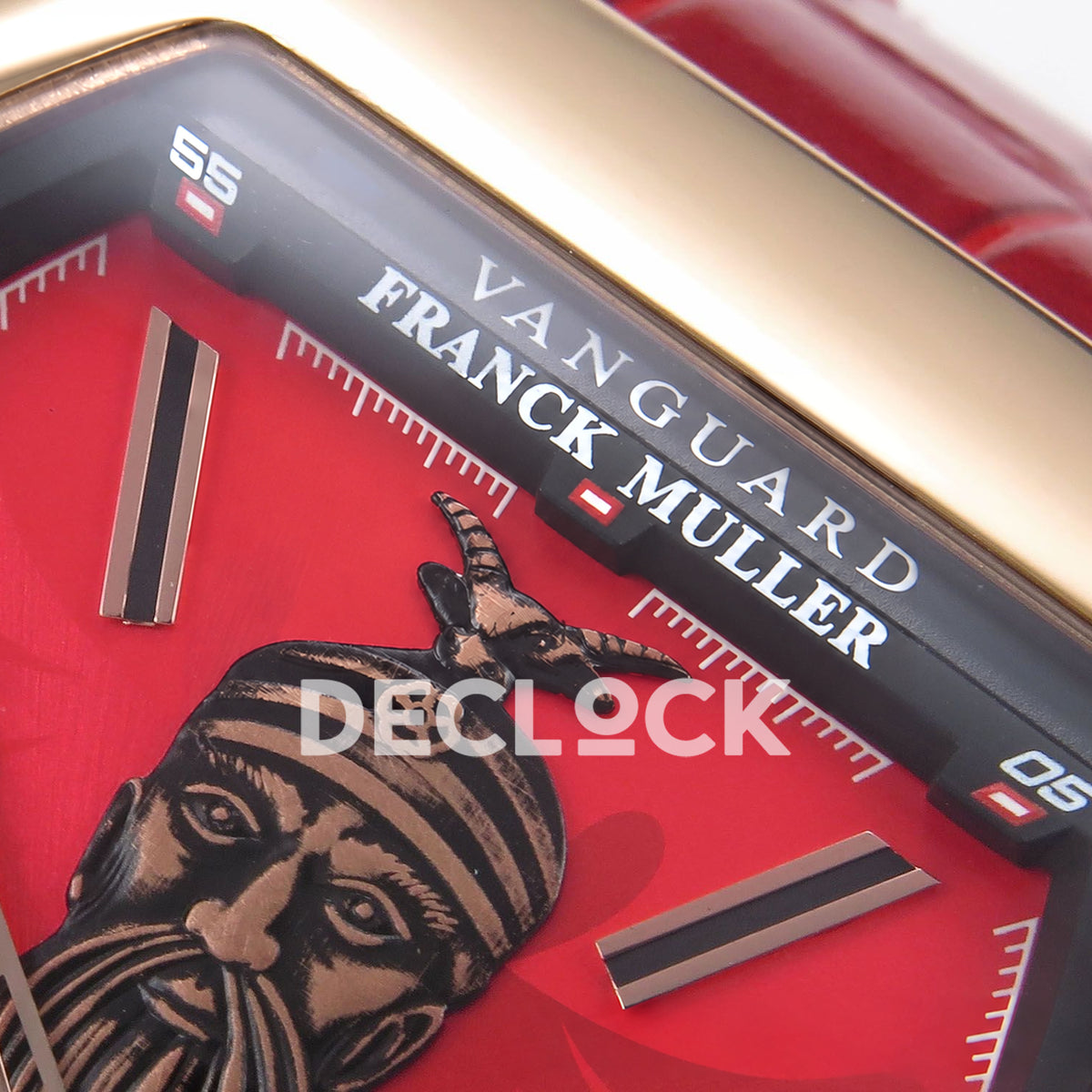Franck Muller Vanguard Skenderbeu Rose Gold Red ABF A2824 replica - upper dial closeup
