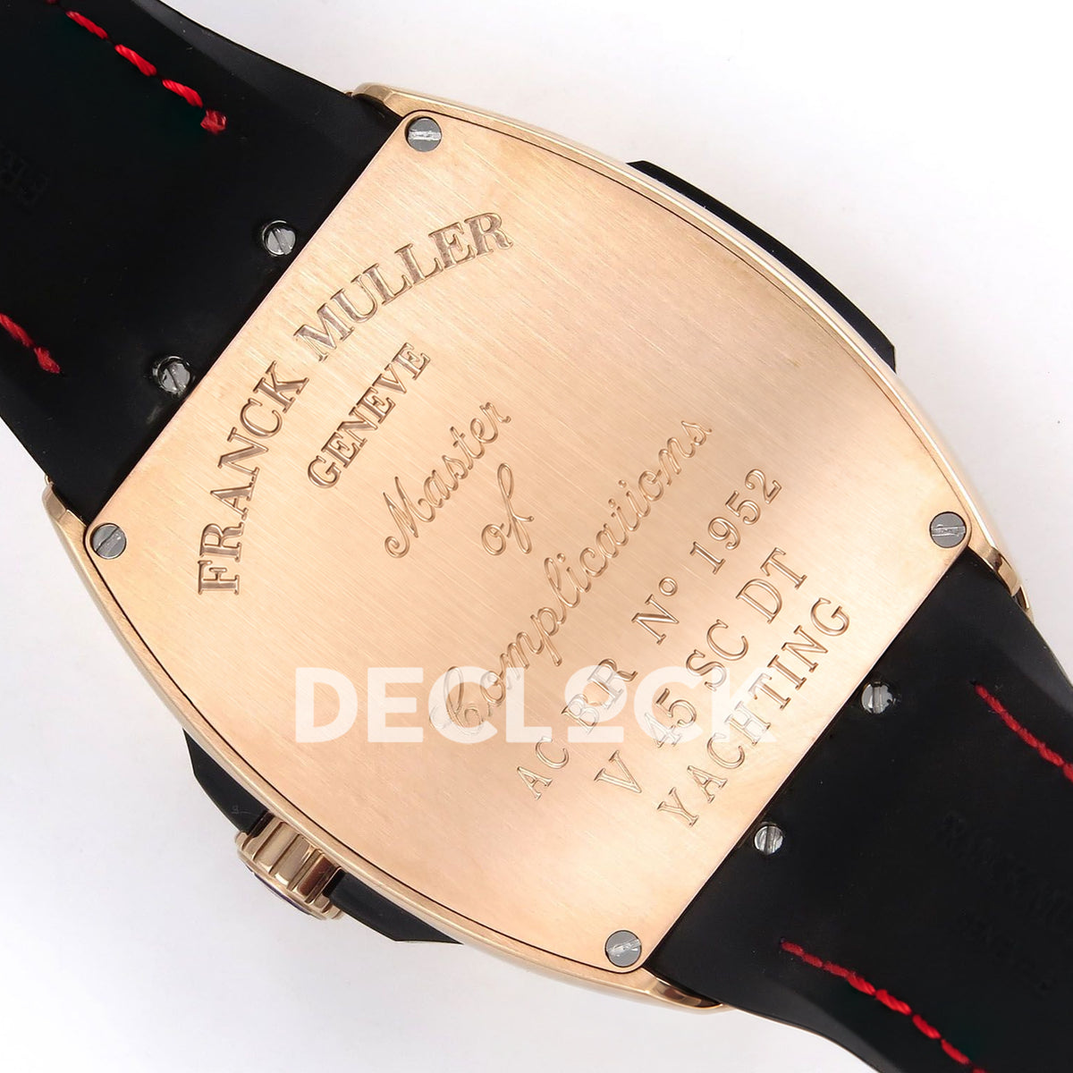 Franck Muller Vanguard Skenderbeu Rose Gold Red ABF A2824 replica - engraved caseback angle