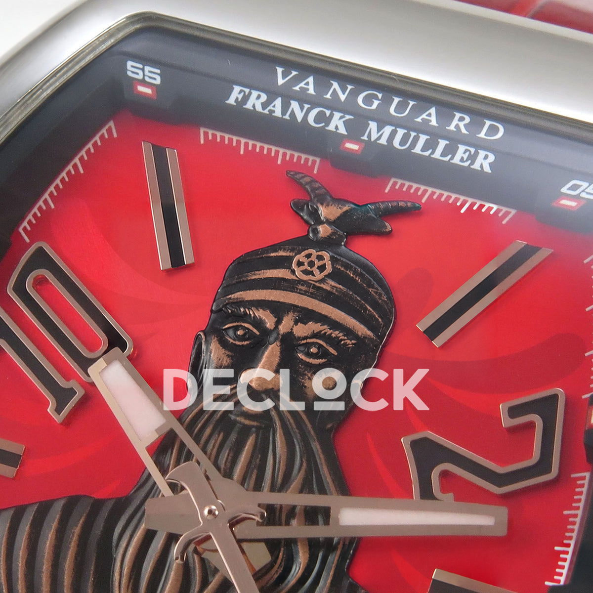 Franck Muller Vanguard Skenderbeu Steel Red ABF A2824 replica - portrait upper dial