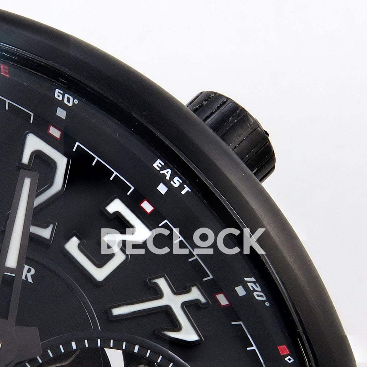 Franck Muller Vanguard V45 Tourbillon Style DLC ABF replica - upper dial and crown
