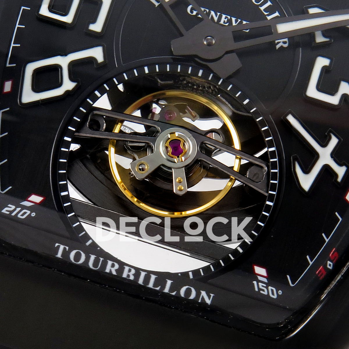 Franck Muller Vanguard V45 Tourbillon Style DLC ABF replica - open balance macro