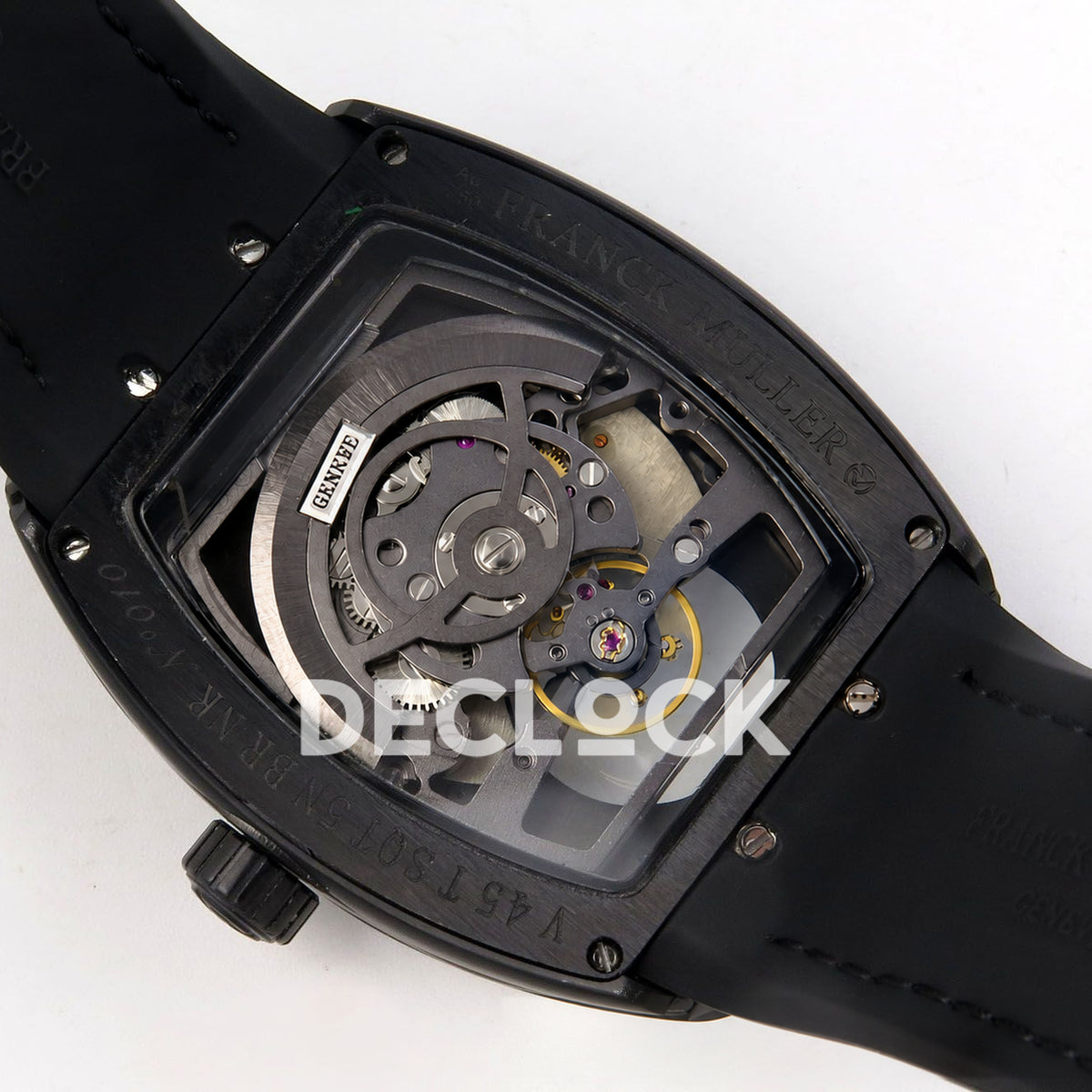 Franck Muller Vanguard V45 Tourbillon Style DLC ABF replica - movement back angle