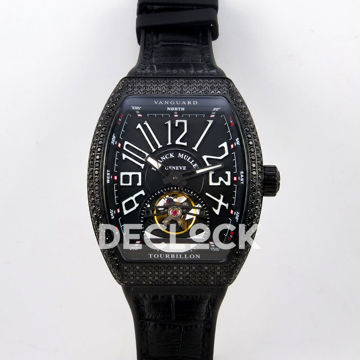 Franck Muller Vanguard V45 Tourbillon Style DLC Black Gems ABF replica - front