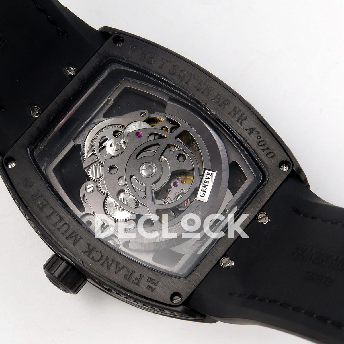 Franck Muller Vanguard V45 Tourbillon Style DLC Black Gems ABF replica - movement back
