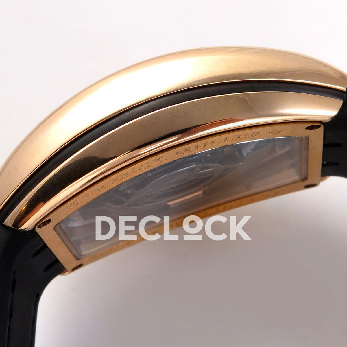Franck Muller Vanguard V45 Tourbillon Style Rose Gold Black Leather ABF replica - case side