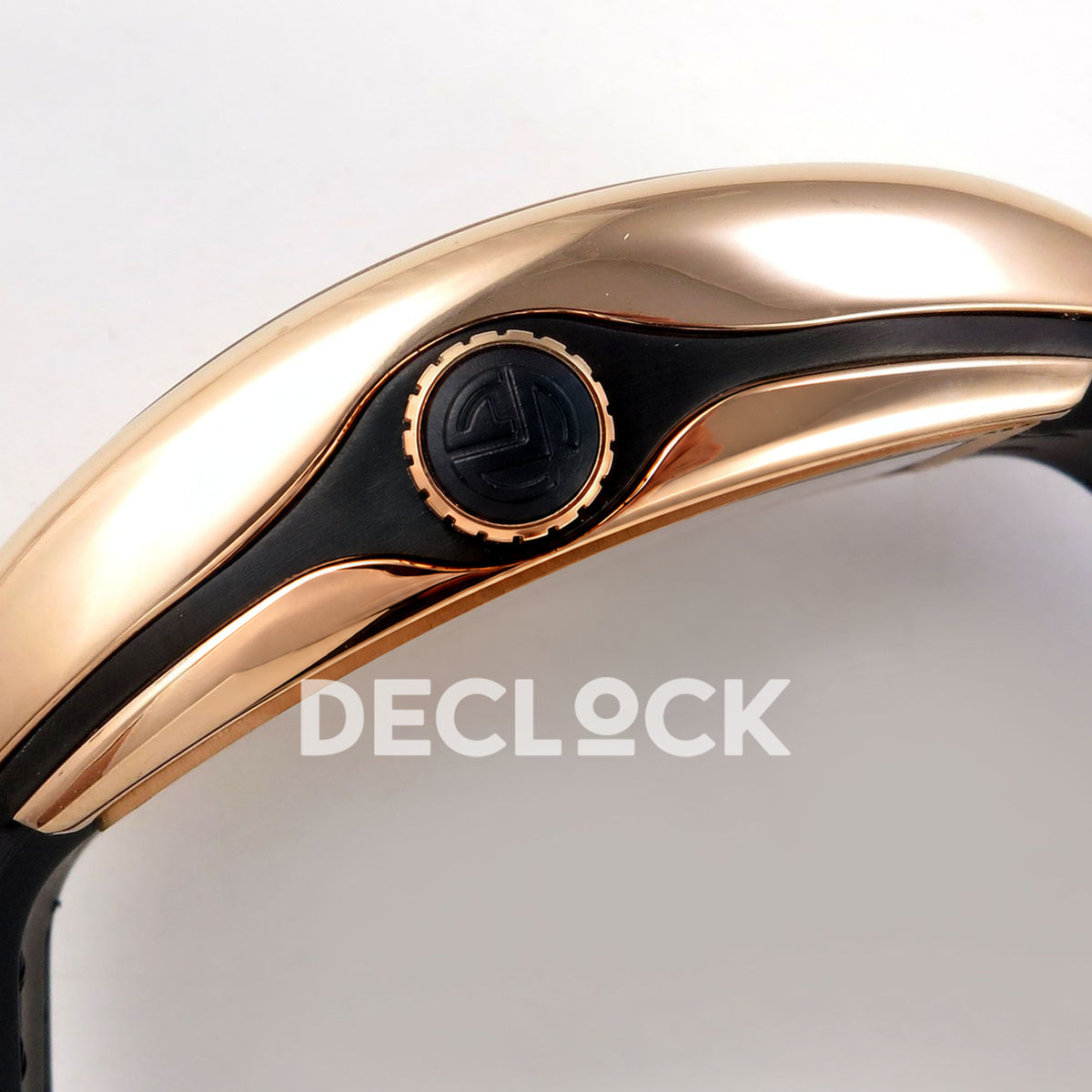 Franck Muller Vanguard V45 Tourbillon Style Rose Gold Black Leather ABF replica - crown side