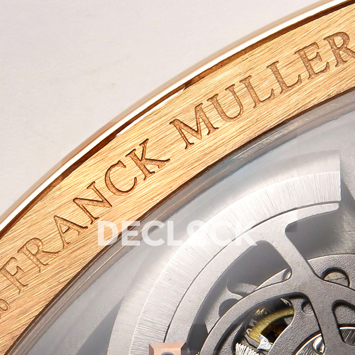 Franck Muller Vanguard V45 Tourbillon Style Rose Gold Black Leather ABF replica - case brand engraving