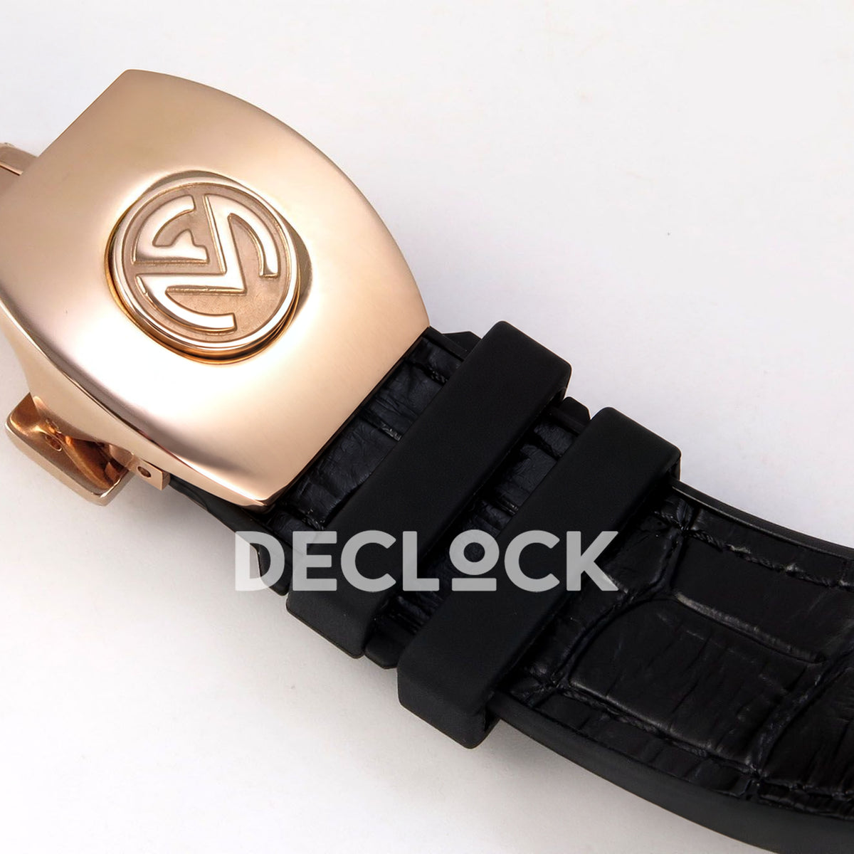 Franck Muller Vanguard V45 Tourbillon Style Rose Gold Black Leather ABF replica - closed clasp