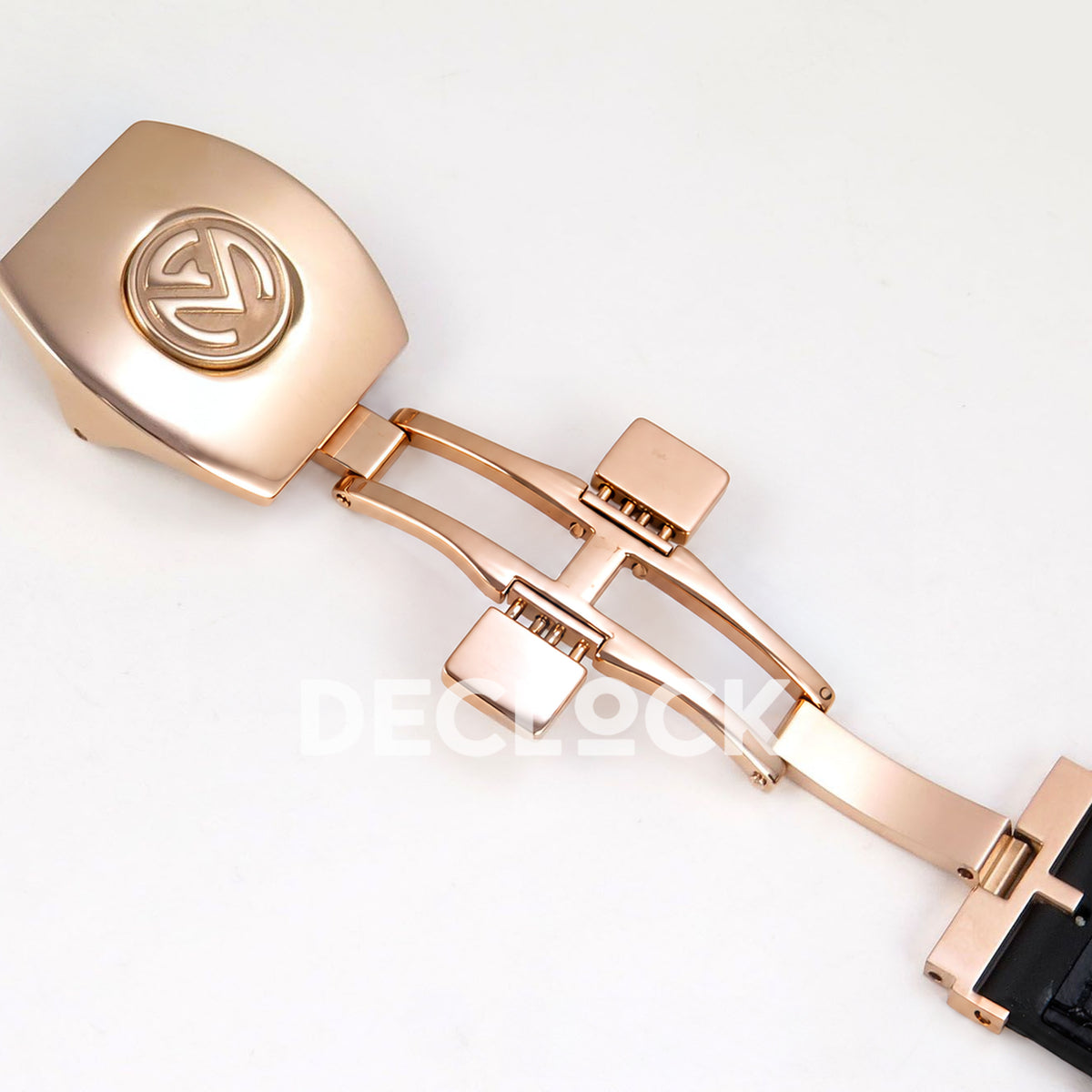 Franck Muller Vanguard V45 Tourbillon Style Rose Gold Black Leather ABF replica - deployant open