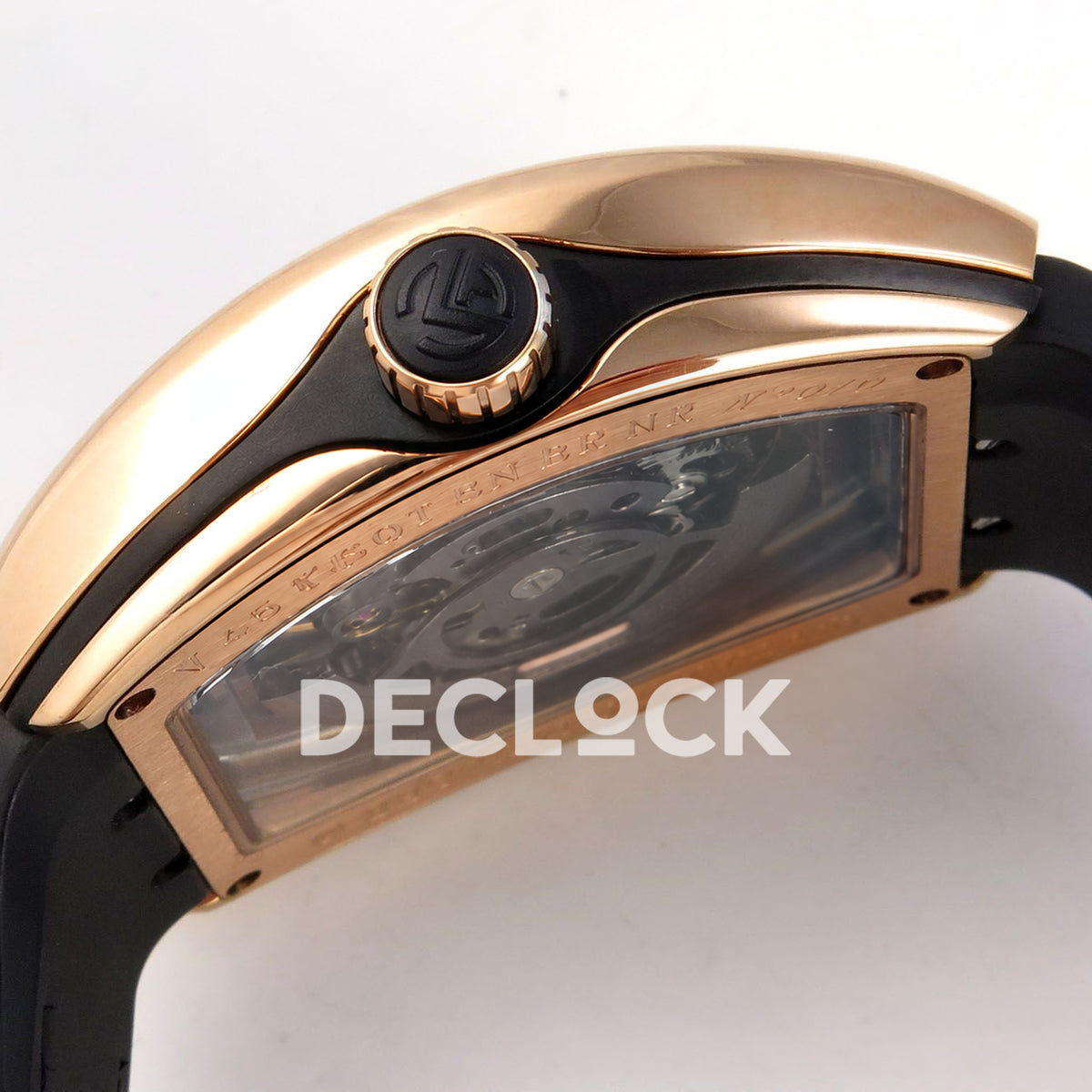 Franck Muller Vanguard V45 Tourbillon Style Rose Gold Brown Leather ABF replica - crown side