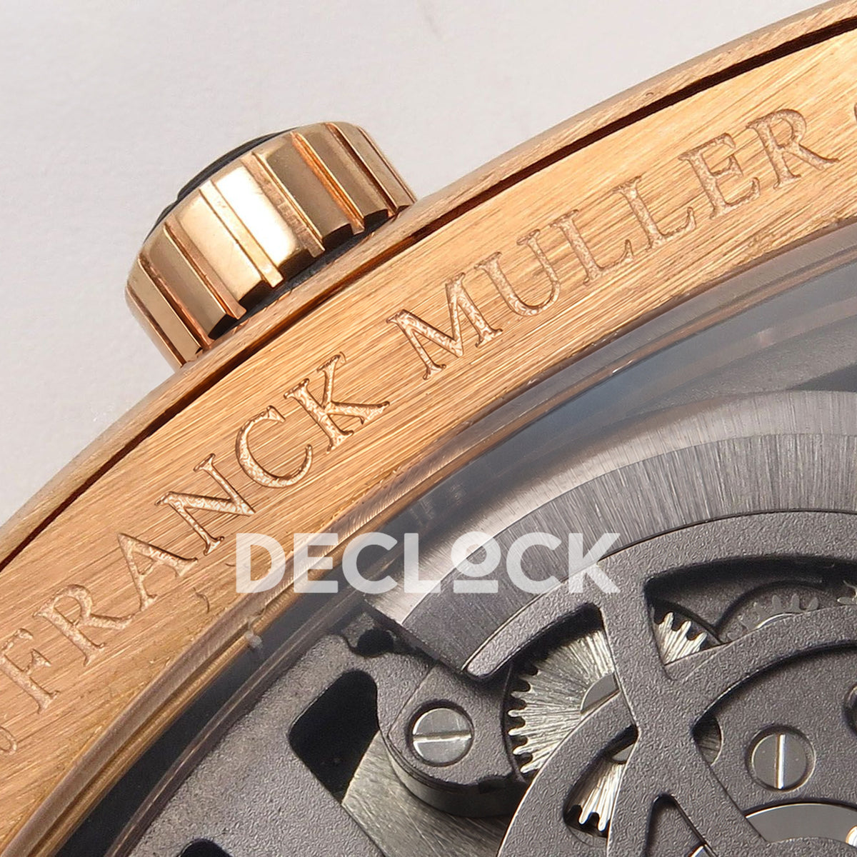 Franck Muller Vanguard V45 Tourbillon Style Rose Gold Brown Leather ABF replica - reference engraving