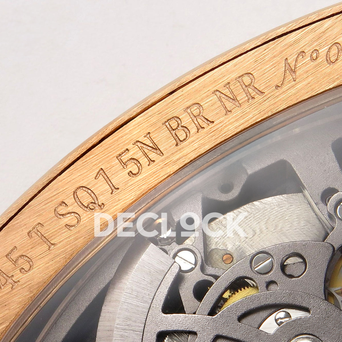 Franck Muller Vanguard V45 Tourbillon Style Rose Gold Brown Leather ABF replica - caseback brand engraving