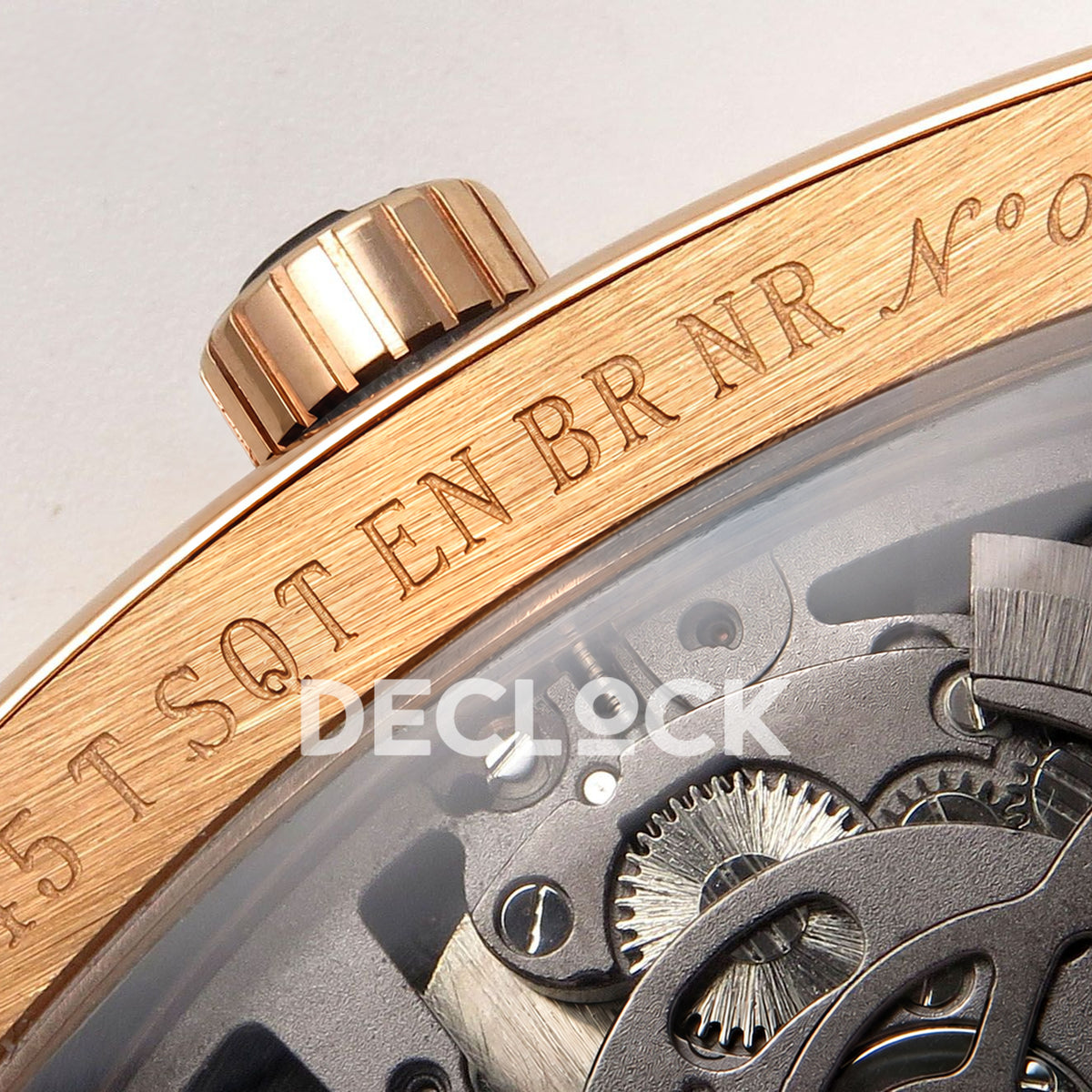 Franck Muller Vanguard V45 Tourbillon Style Rose Gold Gems Black Leather ABF replica - reference engraving