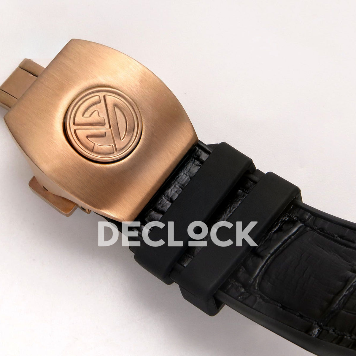 Franck Muller Vanguard V45 Tourbillon Style Rose Gold Gems Black Leather ABF replica - closed clasp