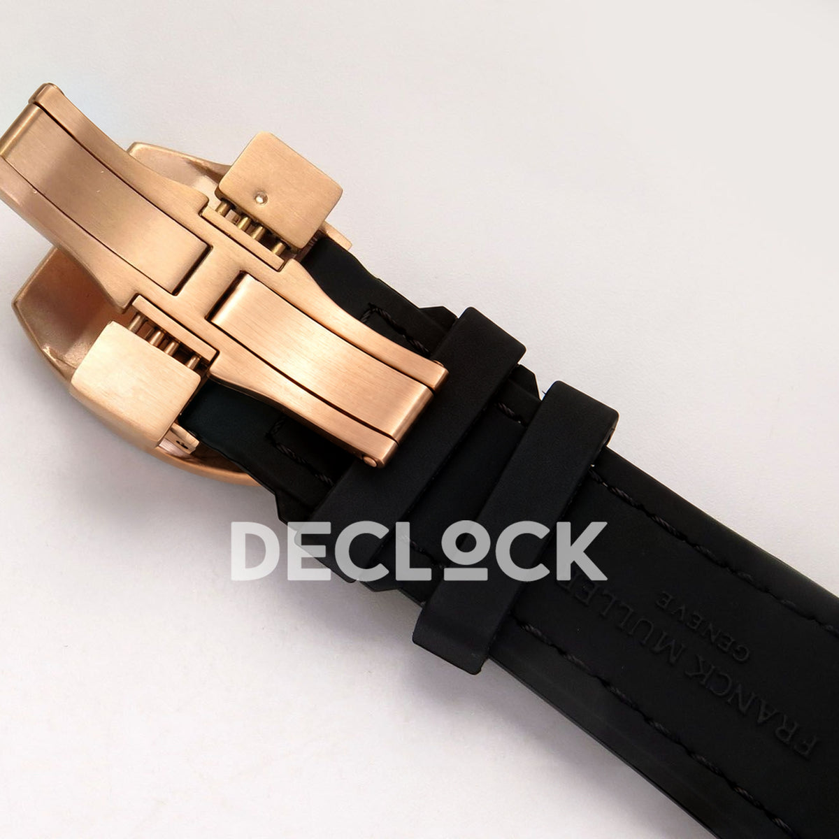 Franck Muller Vanguard V45 Tourbillon Style Rose Gold Gems Black Leather ABF replica - strap underside