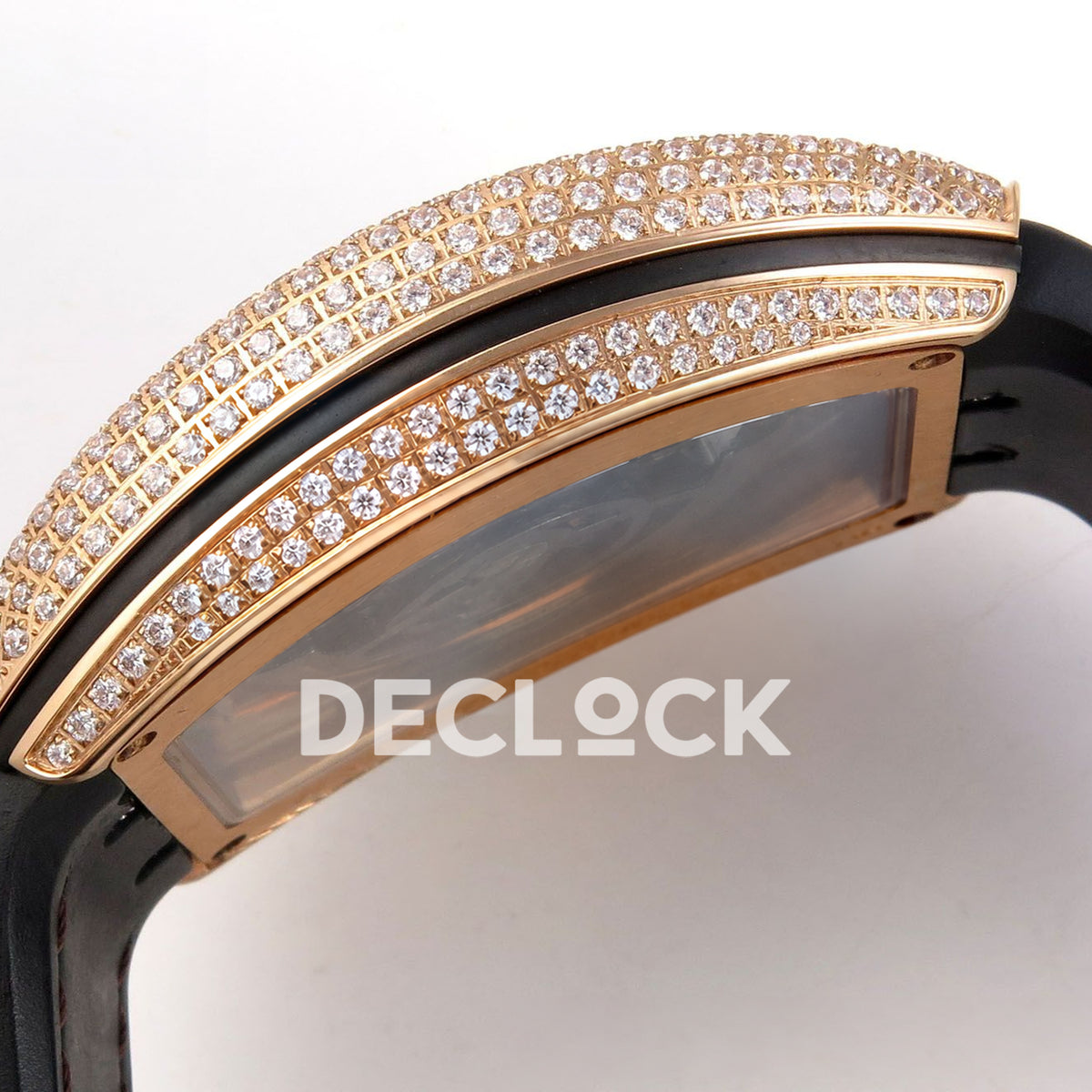 Franck Muller Vanguard V45 Tourbillon Style Rose Gold Gems Brown Leather ABF replica - case side