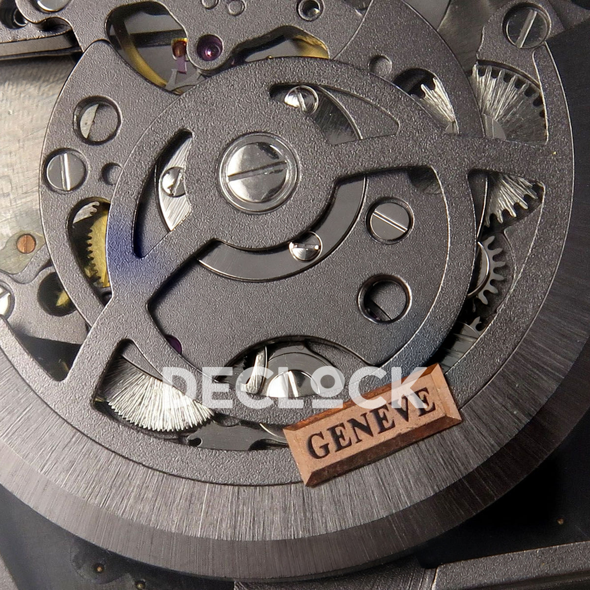 Franck Muller Vanguard V45 Tourbillon Style Rose Gold Gems Brown Leather ABF replica - rotor and movement