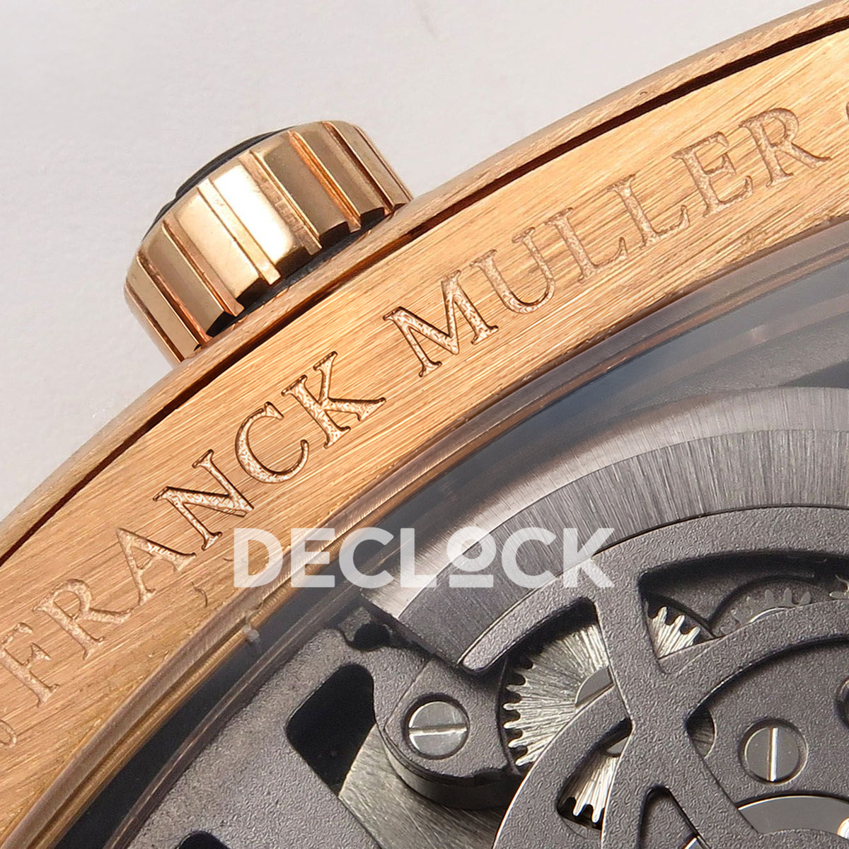 Franck Muller Vanguard V45 Tourbillon Style Rose Gold Gems Brown Leather ABF replica - reference engraving