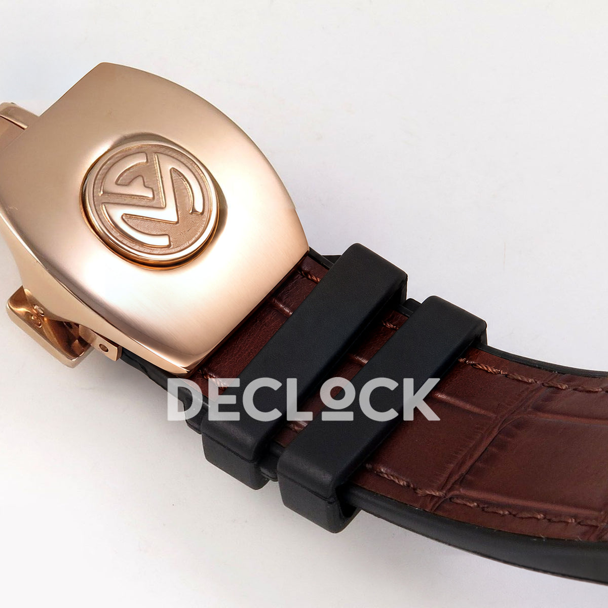 Franck Muller Vanguard V45 Tourbillon Style Rose Gold Gems Brown Leather ABF replica - closed clasp