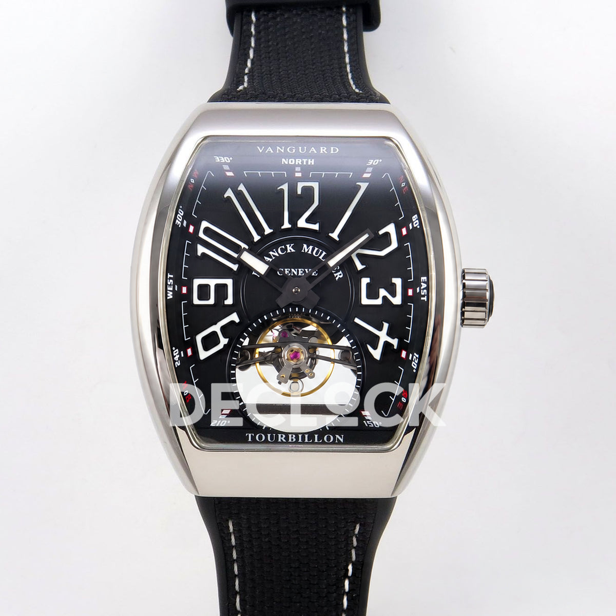 Franck Muller Vanguard V45 Tourbillon Style Steel Black Nylon ABF replica - front