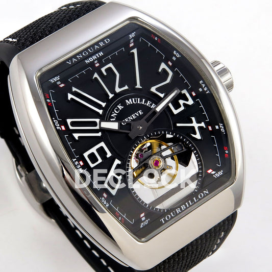 Franck Muller Vanguard V45 Tourbillon Style Steel Black Nylon ABF replica - right three quarter