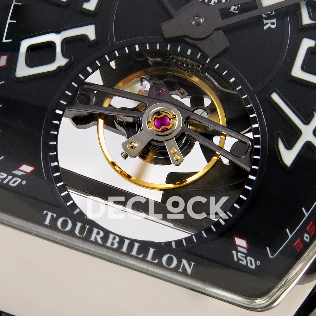 Franck Muller Vanguard V45 Tourbillon Style Steel Black Nylon ABF replica - open balance